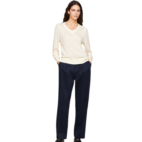 Tommy Hilfiger Maglia Maglia Donna con scollatura a V Burro P24-TOMMY HILFIGERWW40665-Z01-XS - Francavilla Moda